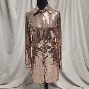 Free People Champagne Sequin Shirt Dress – XS – NWT